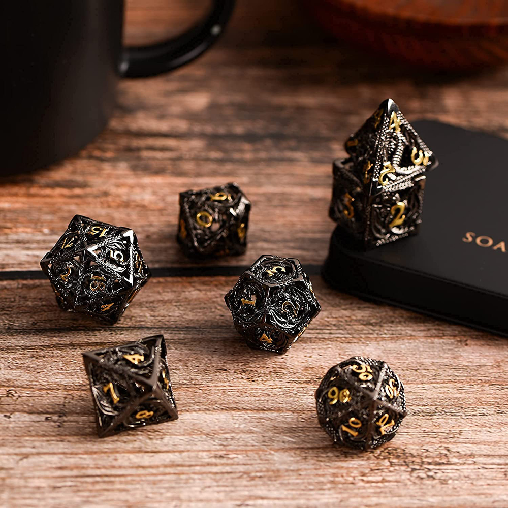 Customized Color Zinc Alloy Metal Dice Set 14-20mm for DND Gaming Casino Hollow Dice