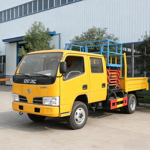 Dongfeng 6 Wheeler Scissor Hydraulic Truck Mounted Ladder 8m 10m 12m