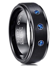 Customized Sample Making Gold Tungsten Carbide Men's Wedding Ring with Skull Pattern and Zircon Inlay