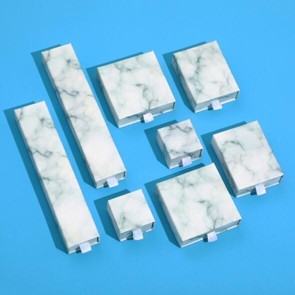 1000gsm 157gsm Paper Small Jewelry Box With Drawers Square Marble Pattern