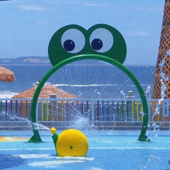 Aqua Park Rides Outdoor Water Park Equipment Frog Water Splash Pad For Children And Adults