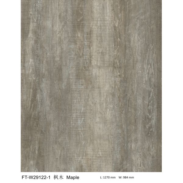 GKBM FT-W29122-1 183*1220mm Anti-slip Fireproof Gray Maple Stone Composite Click SPC Flooring