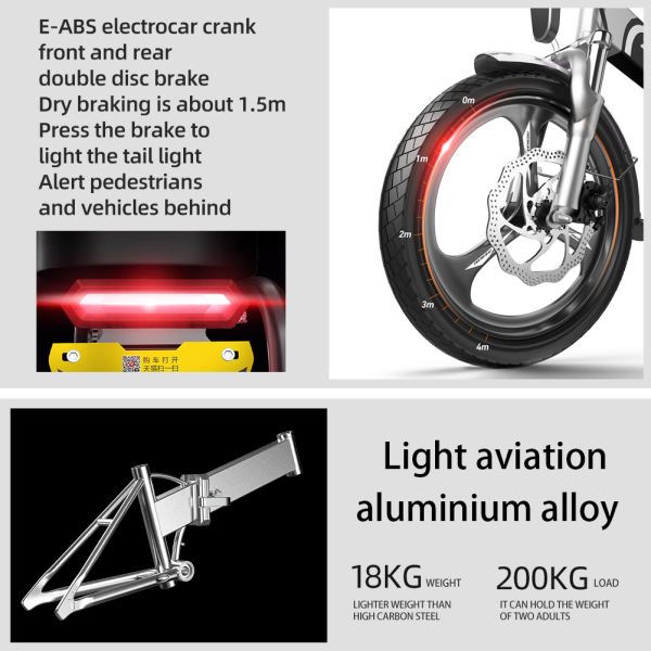 20in Lightweight Electric Folding Bike 125kg Loading With 7.5AH Hiddenbattery