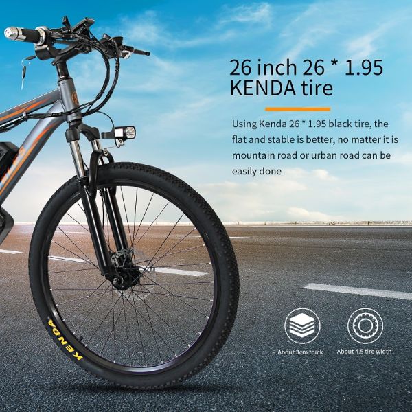LED Headlight 26 Inch Electric Mountain Bike Battery Assist KETELES Multipattern