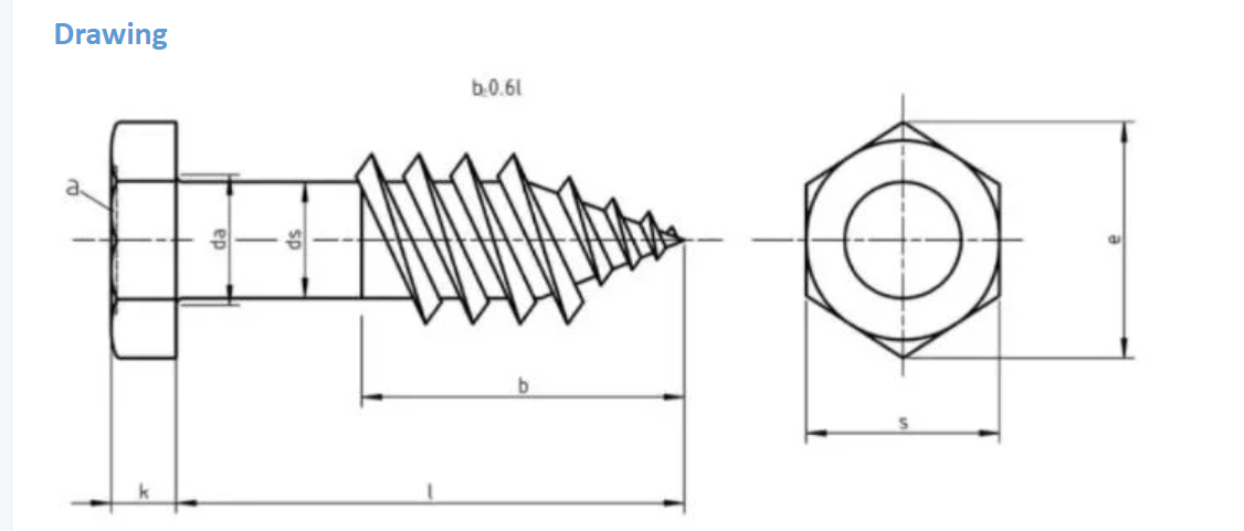 DIN571 Self Tapping Screw ANSI ASME Stainless Steel Hexagon Head