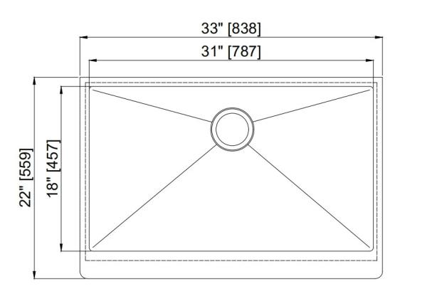 Handmade 33 Inch Apron Stainless Steel Kitchen Sink Easy Maintenance