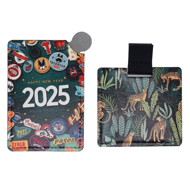 Double-Sides Printing Sublimation Blank PU Cover Stainless Steel Mirror Customized Makeup Mirror