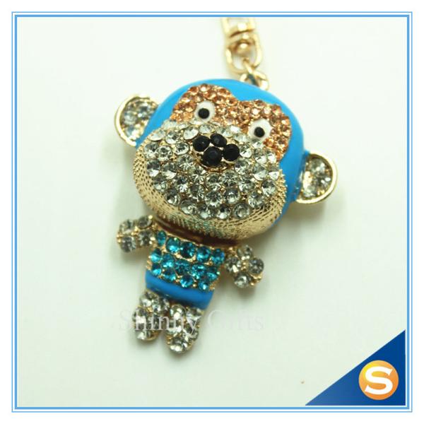 Customs Animal  Shape Rhinestone Monkey Metal Key Chain Key Ring For Bags