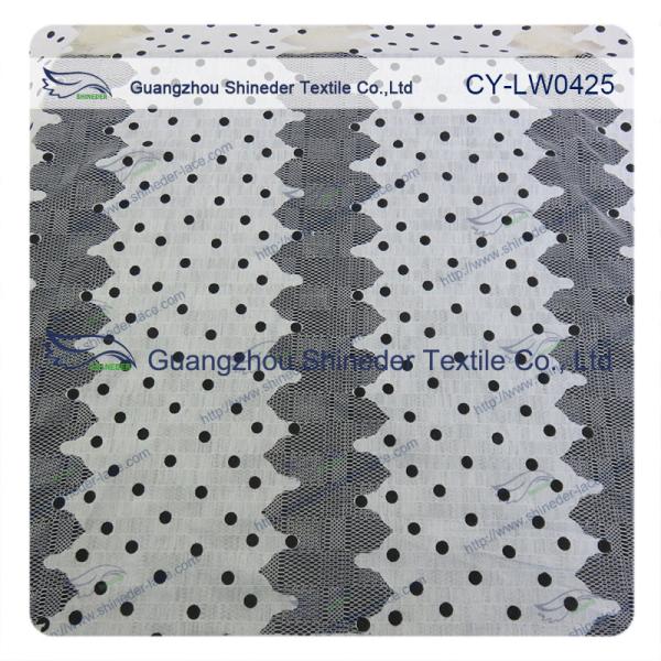Fashion Polyester&Cotton Burned out Lace Fabric with polka dot for casual wear
