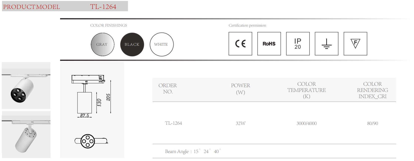 Integrated adaptor 3/4-wire anti glare flicker free combined 20W 25W 32W COB LED track light with adjustable reflector