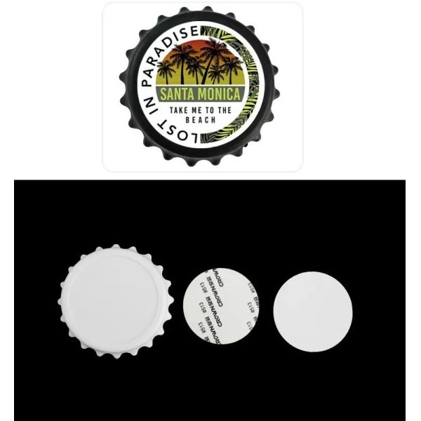 Sublimation Magnetic Bottle Opener With Aluminum Sheet Custom Logo Round Plastic Bottle Opener Fridge Magnet Blanks