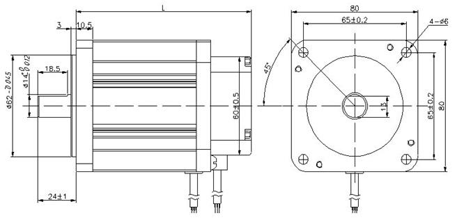 80BLF3A140-3103 310DC 3000RPM 1.6N.M 500W high voltage Brushless DC Motor
