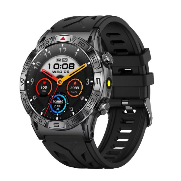1.43 pouces GPS lampe de poche Smart Watch Surveillance de la santé 107 Sports Mode Android IOS Sports