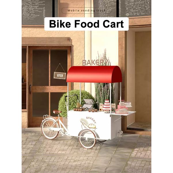 Mobile Electric Bicycle for Fast Food Portable Coffee Bike Flower Snack Selling Cart