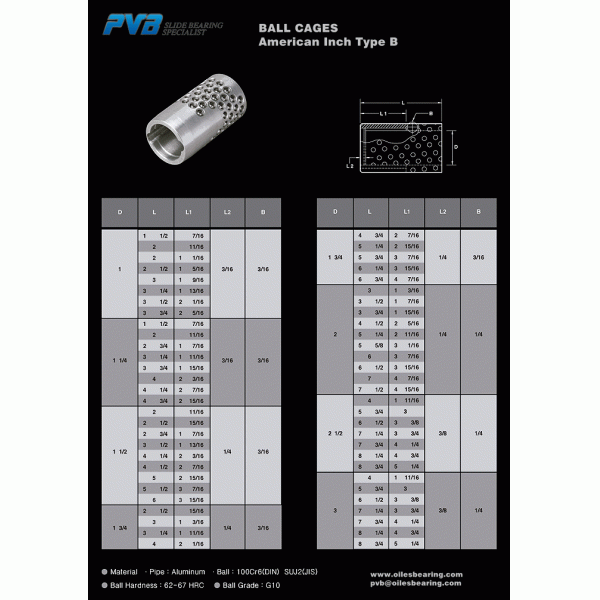 100Cr6 Steel Ball Retainer Aluminum Base Ball Retainer Bearing American Inch Type B