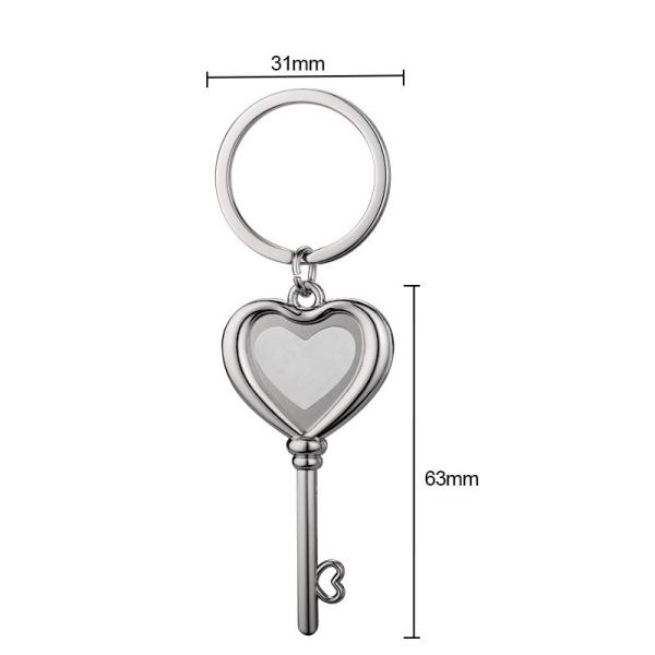 Heart And Round Shape Sublimation Blank Metal Keyring For Lovers Bag Pendant