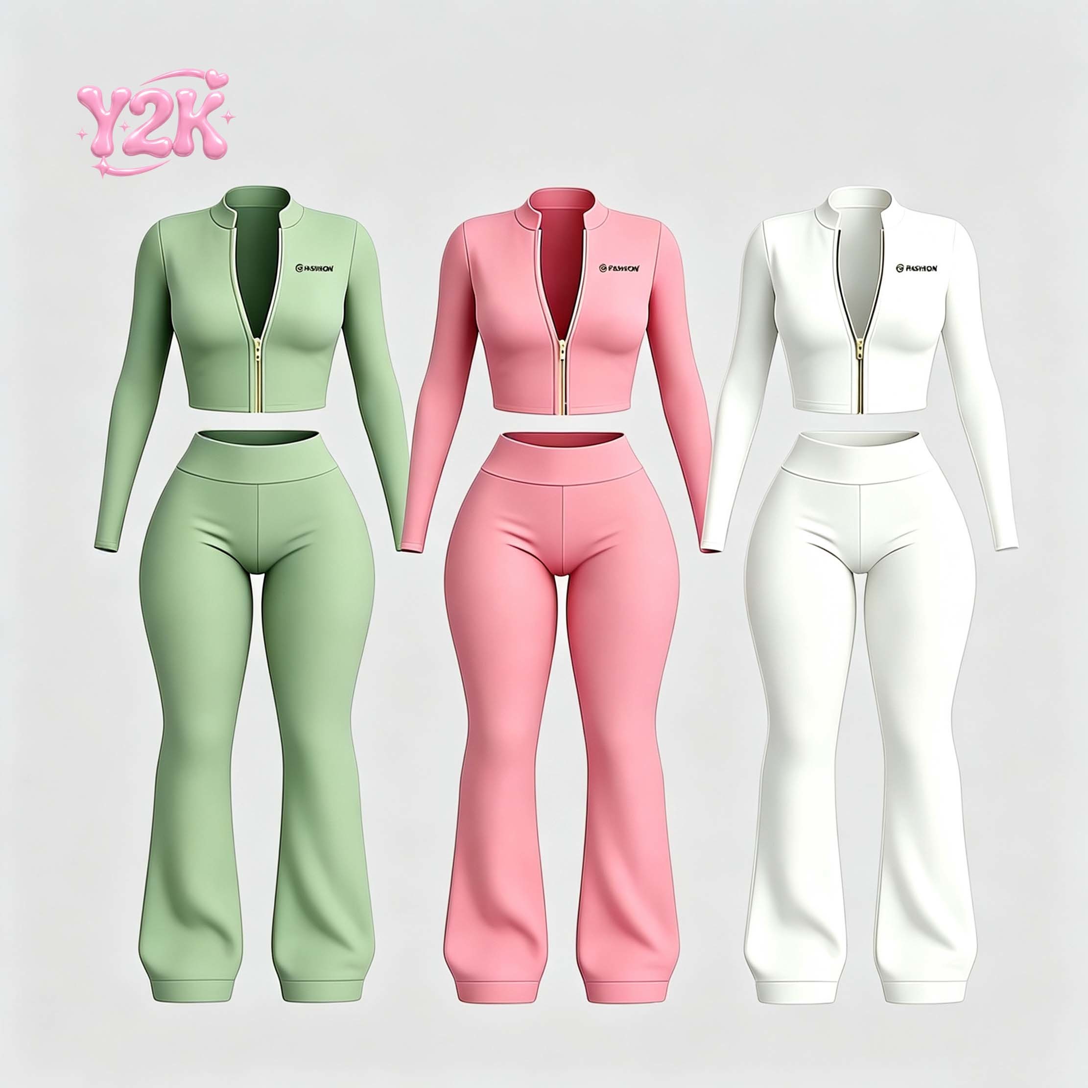 Custom Women Yoga Set Zip Front Crop Jacket Flared Pants High Waist Yoga Leggings Fitness Gym Wear Sports Yoga Outfit Stretch Activewear OEM ODM Factory