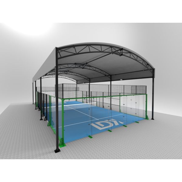 All-Weather Outdoor Padel Court Canopy: Panoramic Sport Court Featuring a Separate Roof