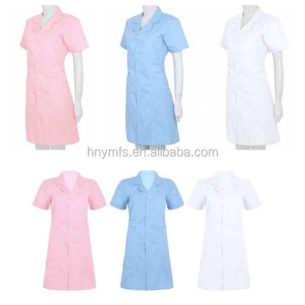 65% 35% Polyester Cotton Good And Comfortable Medical Scrubs Hospital Nurse Uniforms with Short Sleeve 3-pockets lab coat