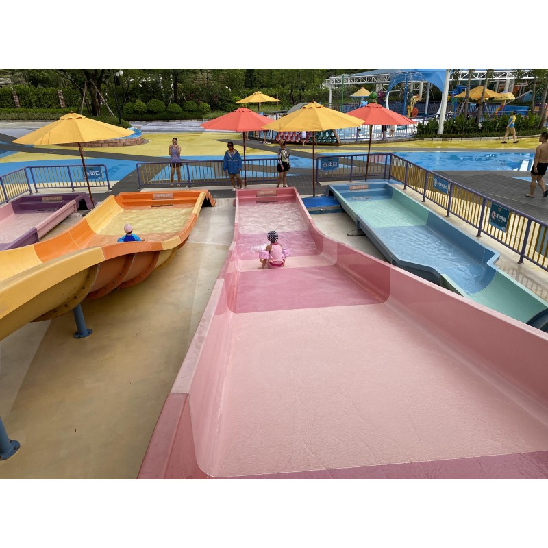Fiberglass Kids Water Slide with Galvanized Steel Support and Customizable Height for Outdoor Pool Fun