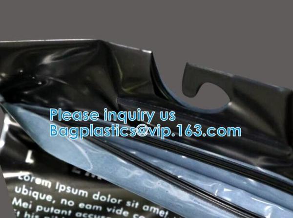 Biodegradable Self Adhesive Zipper Hanger Hook Bags For Garment, Underwear Hanger Hook Zipper Bags