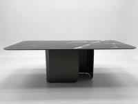 Table à manger rectangulaire en céramique marbre, base en acier