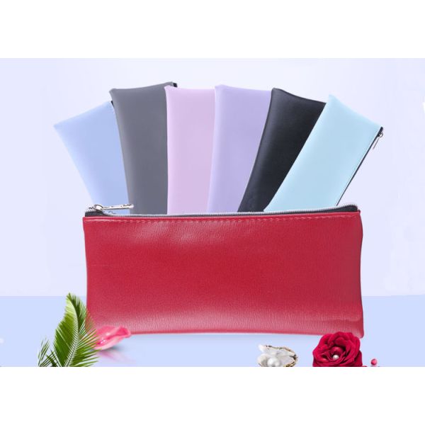 Plain color student pen bag female simple large capacity PU handbag makeup bag