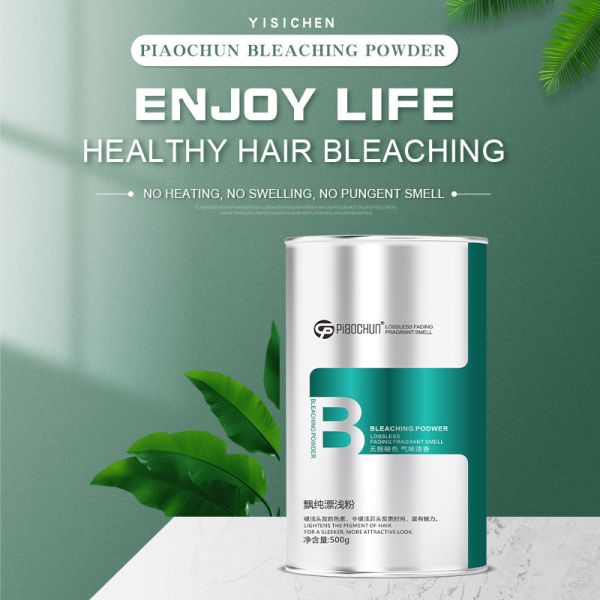 Aclare el color del cabello con polvo de decolorante para el cabello y combinación de desarrollador