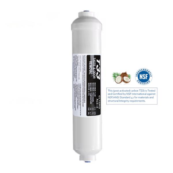 Coconut Post Activated Carbon T33 Inline Filter Cartridge NSF Certified