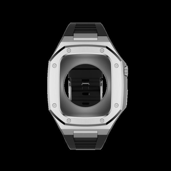 Silicone Strap Stainless Steel Apple Watch Case Luxury Scratch Proof