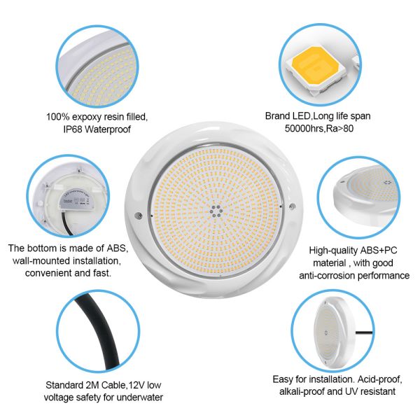 35W LED Swimming Pool Lighting 230*35mm ABS Material AC12V RGB RGBW For Concrete Pool SPA