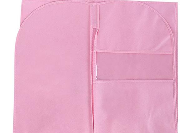wholesale Pink Nonwoven Suit Garment Bag With Zipper Closure Dustproof And Hanger Slot