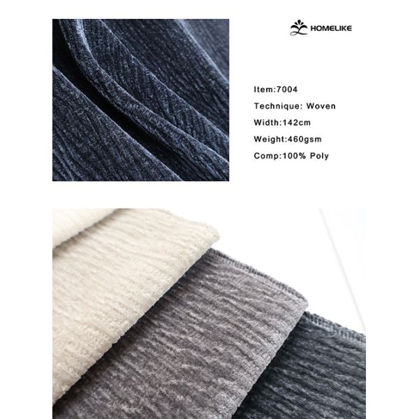 Vertical Wavy Texture / Undulating Wave Texture Chenille Fabric For Sofa