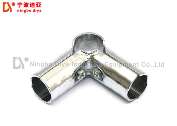 Modular Pipe Rack Aluminium Tube Connectors / Zinc Plated Round Tube Joiners
