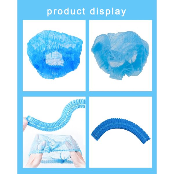 19/21 inch 10gsm PP Non Woven Bouffant Clip Cap Double Elastic