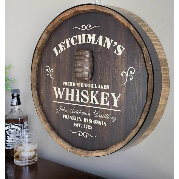 Varnishing Printing Handling Wooden Barrel Wall Decoration Bar Sign for Wine and Beer