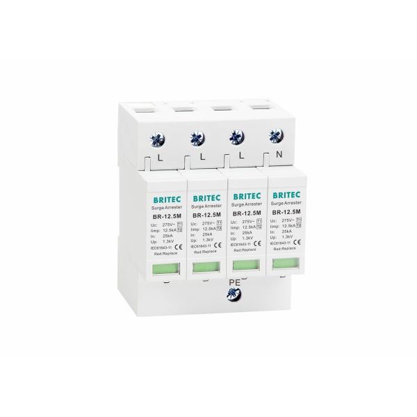 Класс I+II SPD 4P 275V BRITEC Устройство защиты от перенапряжения