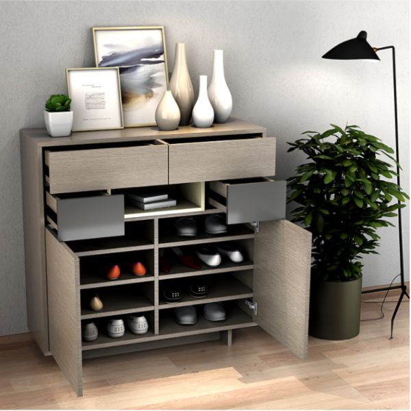 Plywood Slim Wooden Shoe Cabinet Rack Storage Modern Home Furniture 3 Tier