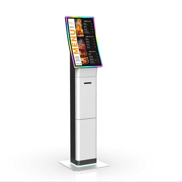 23.8 Inch Fast Food Self Service Payment Kiosk Floor Stand Touch Screen Kiosk With POS Software