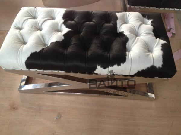 classical luxury cows leather color ottoman furniture