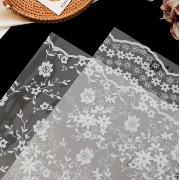 Yitong imitation lace lace transparent cellophane bouquet waterproof flower wrapping paper opp plastic flower wrapping material