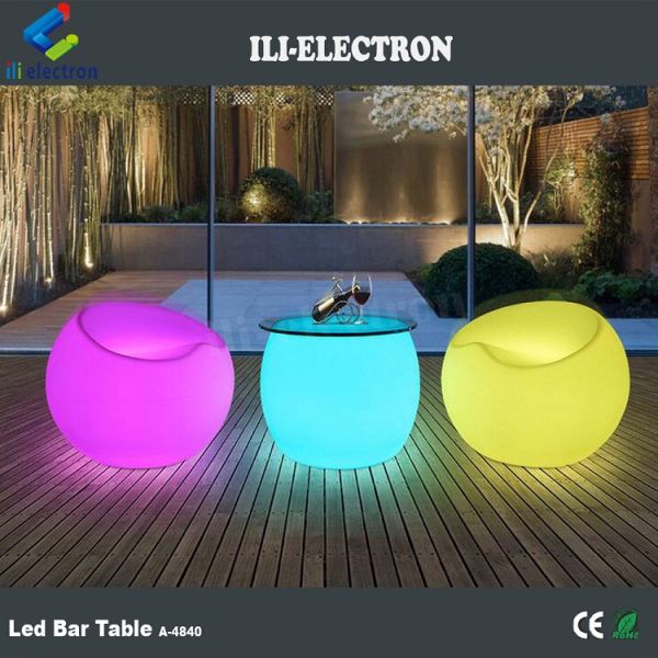 Illuminated Light Up Bar Stools Creative Plastic Material 16 Colors Changing