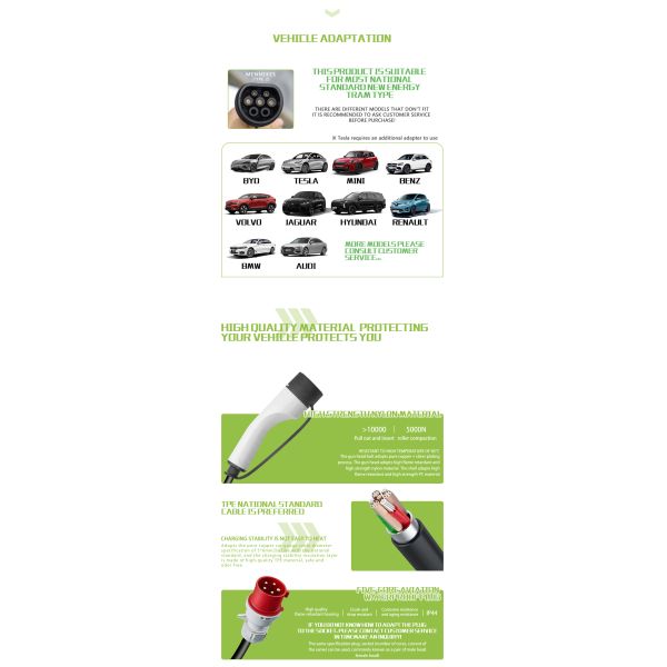 32A 22KW Type 2 3 Phase EV Charging Stations For EU Standard Home Electric Vehicles