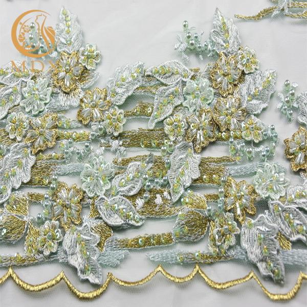 O trabalho de mão verde da hortelã ata o Applique solúvel em água do bordado do laço 3D