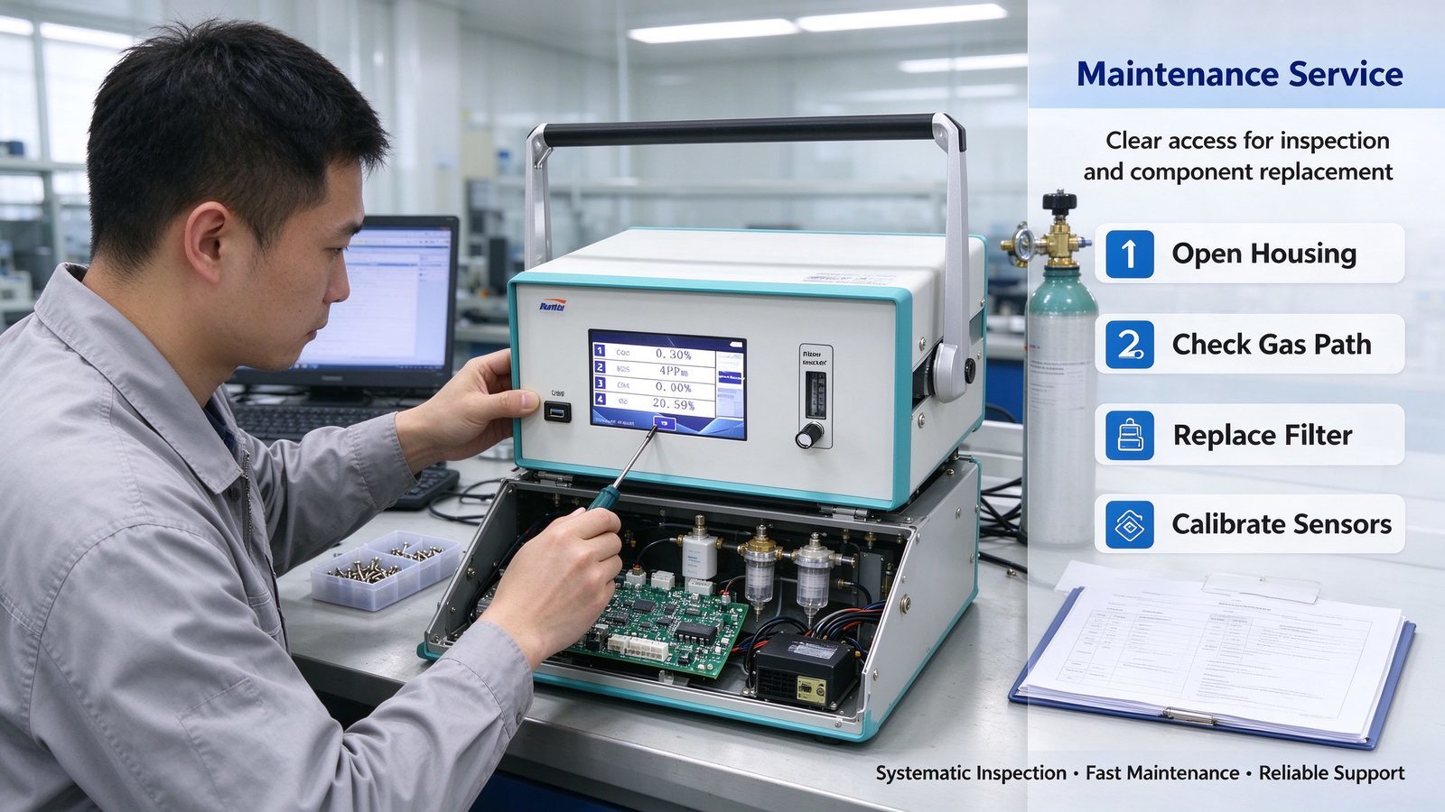 Metal Portable Multi Gas Analyzer Calorific Value Gas Analyzer For CO CO2 H2 O2 CH4
