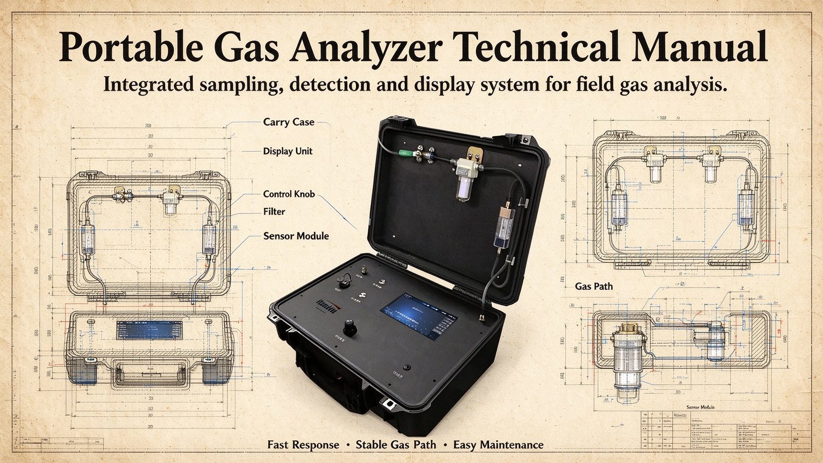 Metal Multi Gas Analyzer CH4 CO CO2 Tester Gas Detector Three Gas Analyzer Device