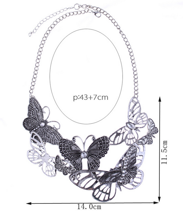 European and American classic retro delicate openwork diamond butterfly necklace clavicle