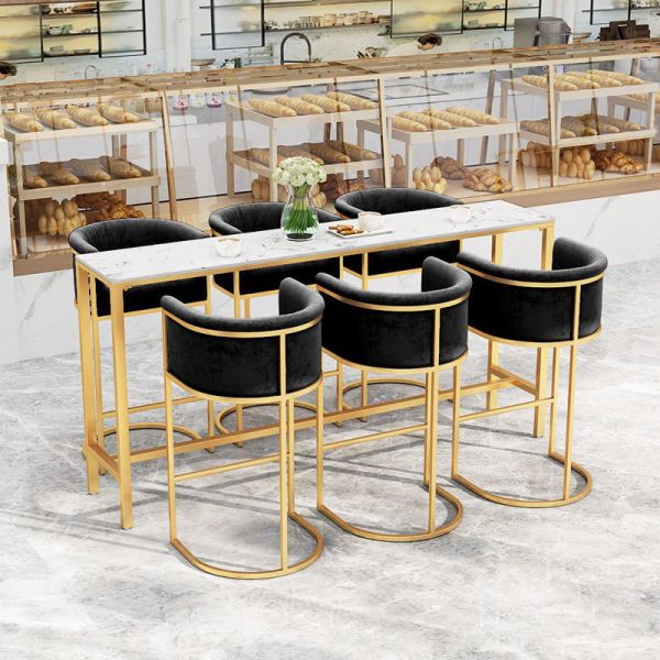 Коммерческие металлические барные стулья высокий стул с бархатным / ПУ сиденьем