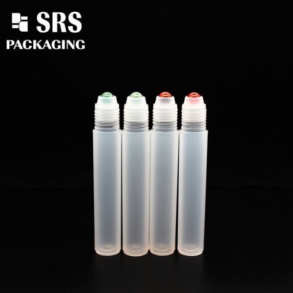 SRS empty cosmetic 15ml plastic roll on bottle with colored ball