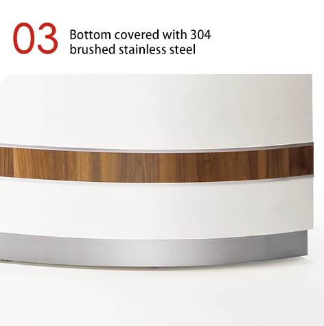 Mostrador frontal curvo con pintura horneada, barra de bar de la empresa, hospital de belleza, clínica dental, mostrador de caja circular, mostrador de recepción simple y moderno